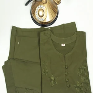 Premium Mulcotton Co-Ord Set – Olive Green Elegance