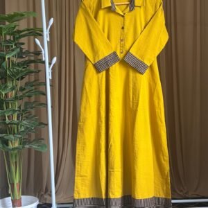 Mustard Yellow Cotton A-Line Frock