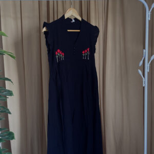 Elegant Black Embroidered Maxi Dress