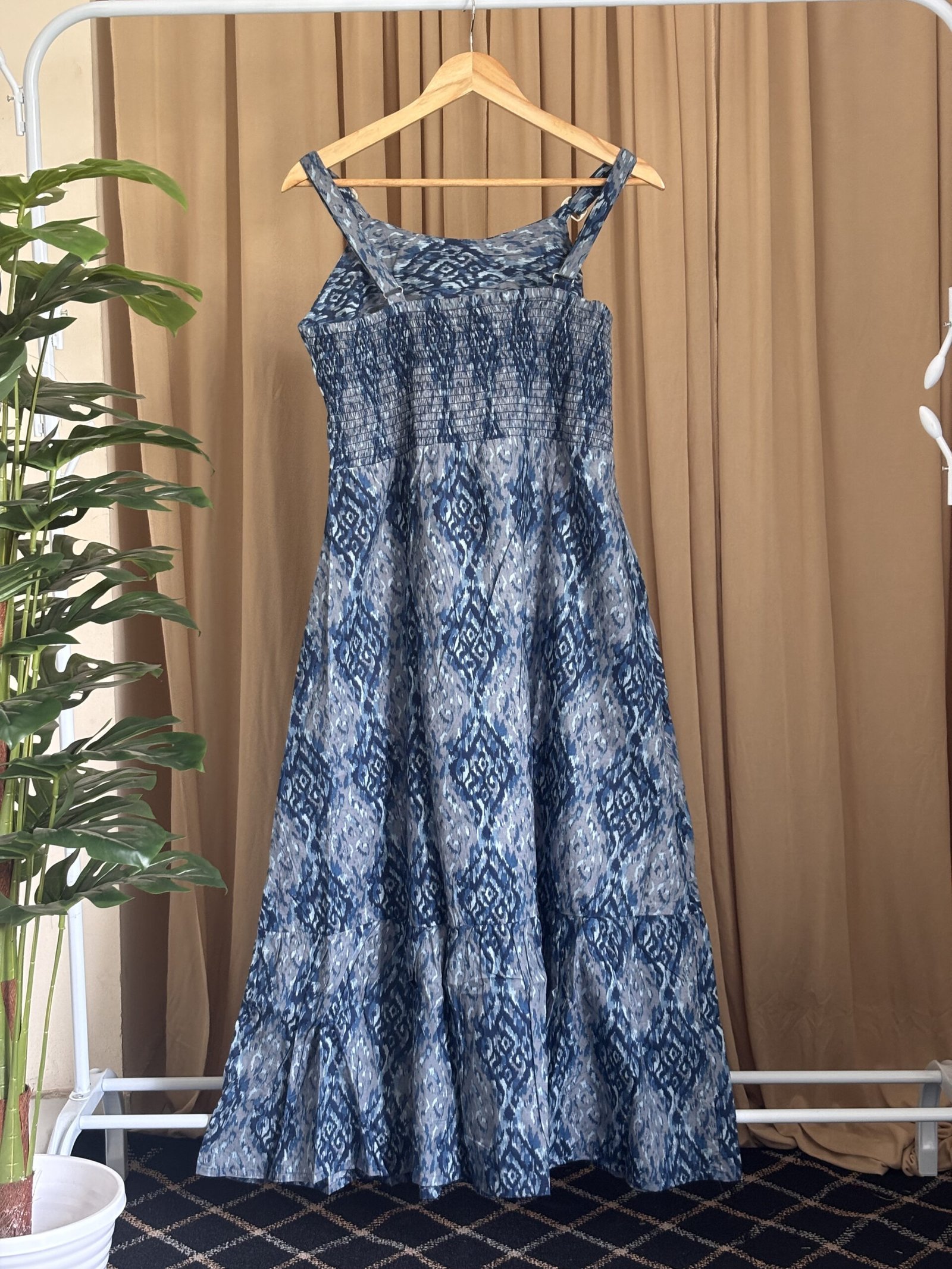 Blue Ikkat-Inspired Flare Frock - Image 4