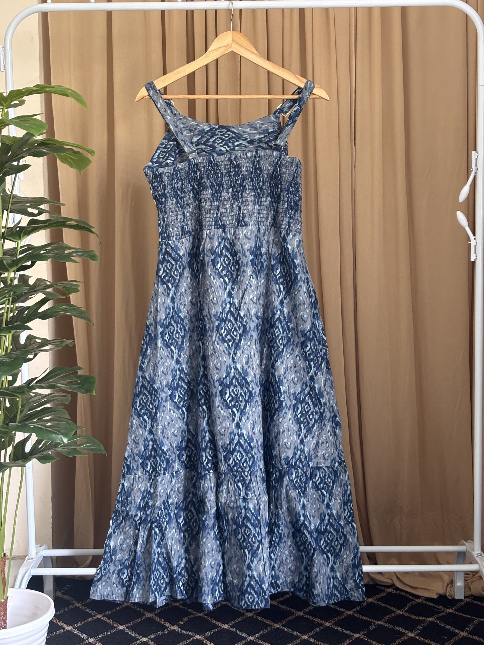 Blue Ikkat-Inspired Flare Frock - Image 3