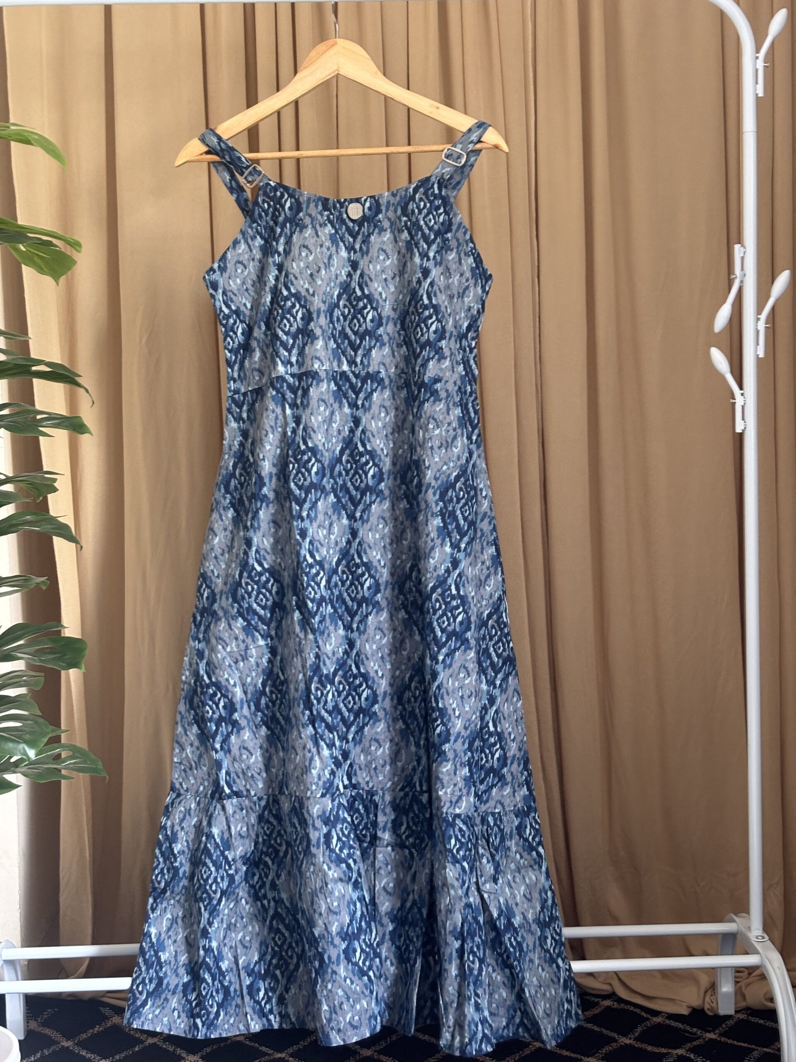 Blue Ikkat-Inspired Flare Frock - Image 2